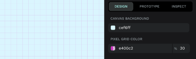 Pixel grid color setting in the main menu